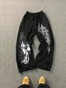 Men'S Sweatpants, With Side Seam Design, Gothic Print Pattern, Comfortable And Casual, Suitable For Everyday Wear, Stylish Casual Pants.