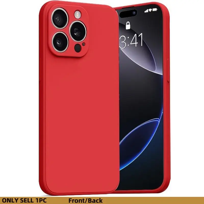 Solid Color Phone Case with Camera Protector, Shockproof Protective Cover, Full Covered Slim Gel Rubber Case with Microfiber Lining, Protective Cellphone Casing, Protective Smartphone Casing for iPhone 11-16 Series