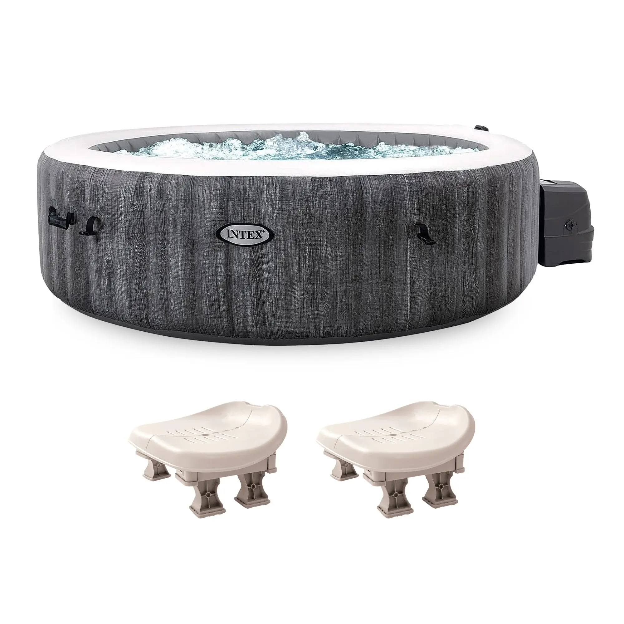 Intex PureSpa Plus Inflatable Bubble Jet Hot Tub with Non-Slip Seats, (2 Pack) Intex PureSpa Plus Inflatable Bubble Jet Hot Tub with Non-Slip Seats, (2 Pack)