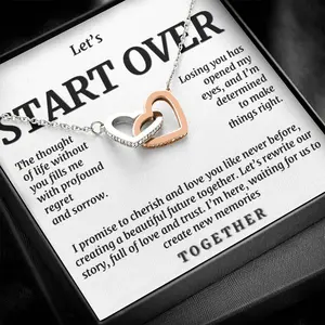 Let's Start Over, Bride To Be Gifts, Fiance Gifts For Her, Promise Necklace For Her, To My Wife Pendant, To My Soulmate, To My Girlfriend Necklace With Box and Message Card