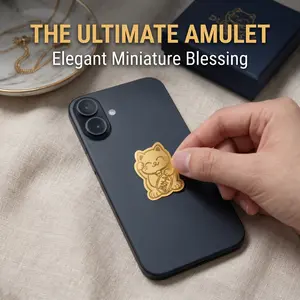 Maneki-neko Sticker Jewelry decoration - Wealth & Career Charm for Phones Wallets & Computers - Feng Shui Positive Energy Jewelry - Unisex Gift for Luck & Fortune Enhancement
