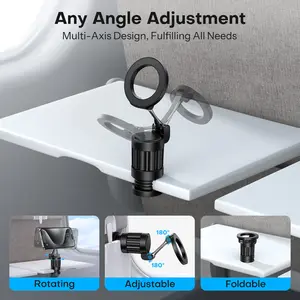 OMOTON Guitar Phone Stand, 360°Rotating Magnetic Airplane Phone Holder，for Magsafe Airplane Travel Essentials Accessories, Adjustable Foldable Universal Handsfree Phone Stand for iPhone 17 16 15 Pro Max Air.