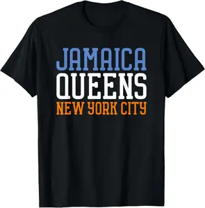 Women's 100% Cotton Casual Everyday Short-Sleeve Graphic T-Shirt, Jamaica Queens New York NY Lady Top