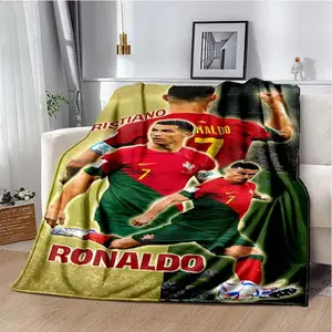 Soccer Player Cristiano Ronaldo Blanket for Adults, Home Bedroom Cover, Outdoor Portable, Soft and Warm Flannel, CustomizableThanksgiving Father's Day Suitable for holiday gifts for family and friends A quilt suitable for summer