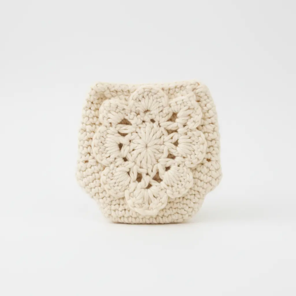 Handmade Crochet Coin Purse - Ivory with Magnetic Closure