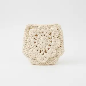 Handmade Crochet Coin Purse - Ivory with Magnetic Closure