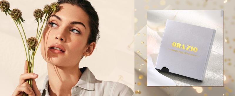 ORAZIO Small Flat Back Earrings Push in Studs for Women Men Hypoallergenic 14K Gold Plated Surgical Steel Threadless Hoop Cartilage Set for Multiple Piercings