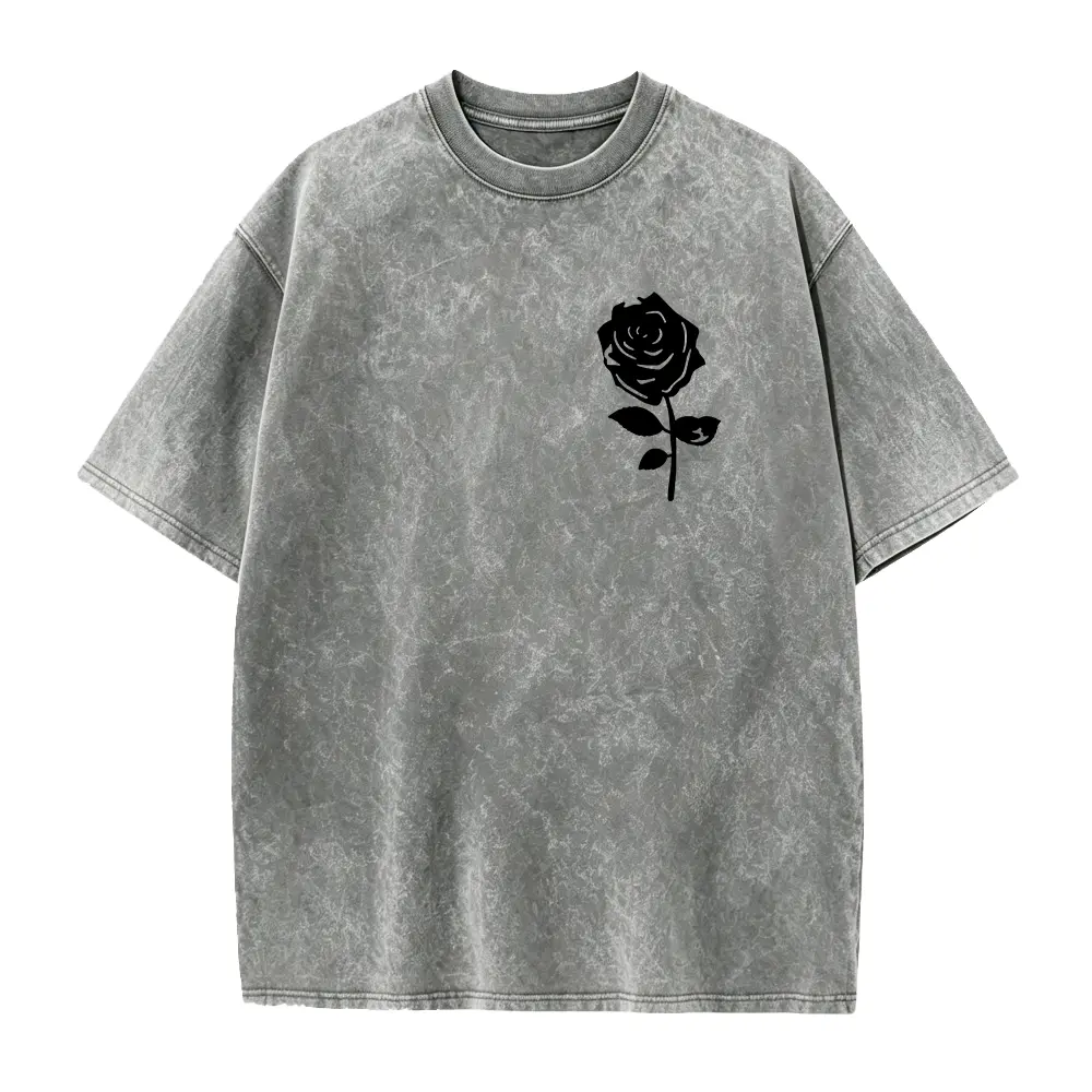 Vacation Style Spring And Summer Women'S Clothing, Easy Black Rose Print Short-Sleeve T-Shirt for Women