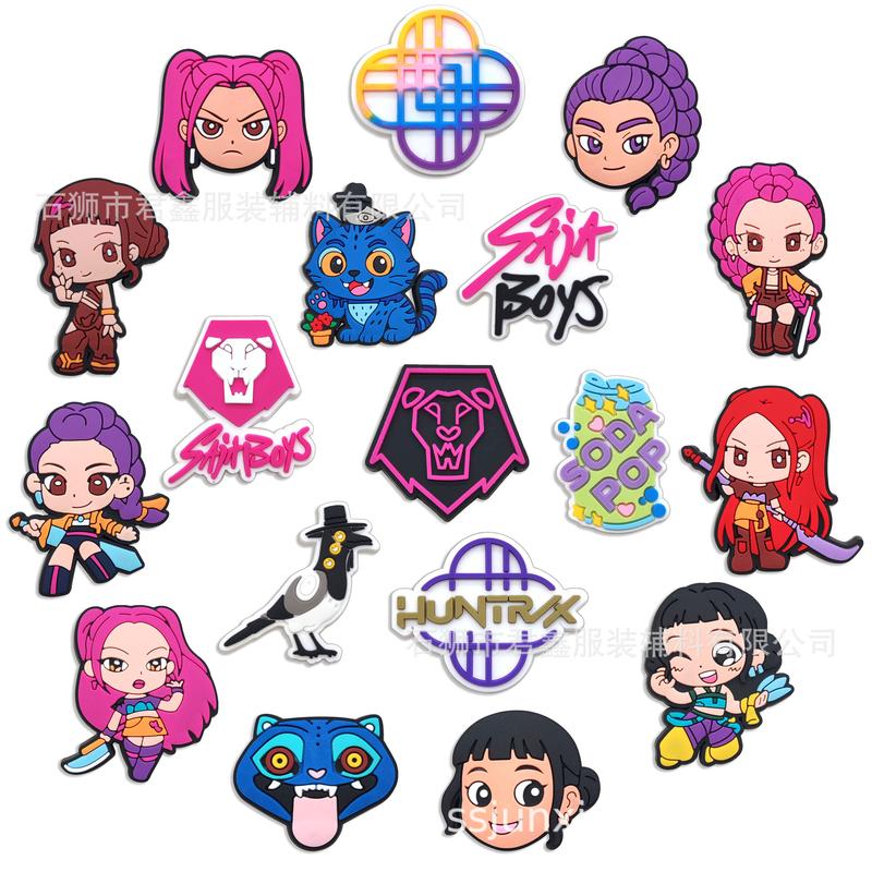 KPop De-mon Hunter Girl Group Clog Shoe Charms, Cute PVC Plug Charms for Crocs, 16pcs / 20pcs Set