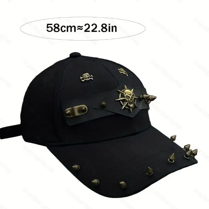 Punk Hip Hop Studded Flat-Brimmed Cap - Handmade Star Skull  display picture 1