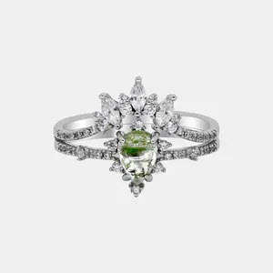 【771-CS】Valentine's Flash Crown Moss Agate Ring