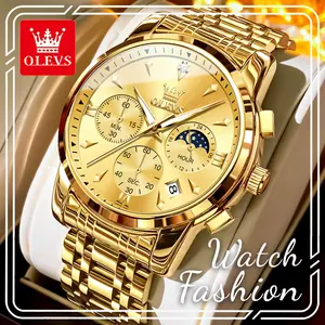 New Arrival OLEVS 3639 Premium Business Quartz Watch, Chronograph & 24H Indicator, Luminous Hands, Water Resistant Stylish Men's Wristwatch
