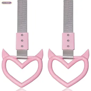 2 Pack Heart Handle Drift Pendant Keychains – Red Devil Car Charm, Stylish & Durable Car Accessories for Rearview Mirror, Dashboard, Gift, Daily Use, Unique Car Decoration, Trendy Auto Keyring Set for Women & Men