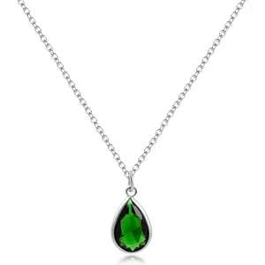 Emerald Adjustable May Birthstone Necklace Chain Green Stone Silver Pendant Necklace for Women