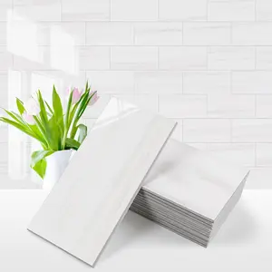 100piece glossy dolomite white peel and stick backsplash tile3x6 pvc subway tile with white grout stick on backsplash for kitchenbathroomfireplace