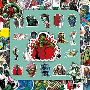 Zombie Pattern Sticker, 51pcs/set Creative Zombie Themed Decorative Sticker, DIY Decals for Water Bottle, Laptop, Phone Case, Scrapbooking, Journal Making