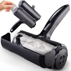 Roller Pet Hair Remover – Original Size Reusable Lint Roller for Cat & Dog Hair on Furniture, Couch, Carpet, Car, Rugs & Bedding – Portable, Eco-Friendly (Black)