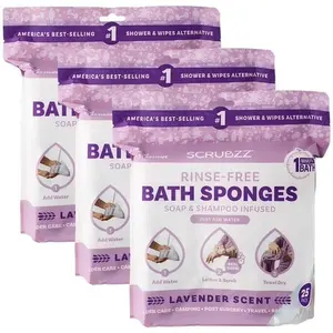 SCRUBZZ 75ct Rinse Free Bath Sponge Wipes