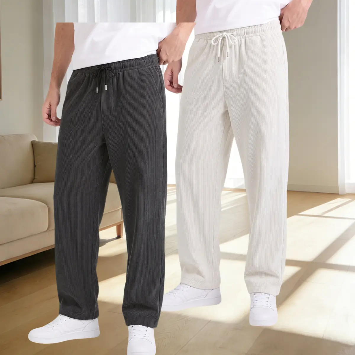 Men's Solid Color Fashion Athletic Pants with Straight Hem, Lightweight Breathable Open Bottom Sweatpants, Casual Sport Joggers for Running, Gym, Work & Daily Streetwear