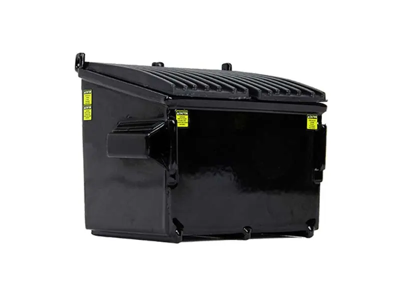 Officially Licensed 1:34 Scale First Gear Diecast Miniature Trash Bin Storage Boxes, Highly Detailed Black Front End Loaders Model - 90-0533, New Box, Ages 14+, Refuse Trash Bin, Diecast Model