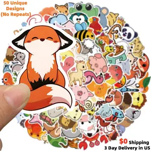 100PCS Cute Animal Stickers - Perfect for Teacher Classroom Rewards Waterproof Vinyl Aesthetic Decals for Kindle, Laptop, Water Bottle, Journaling - Cartoon Animal Stationery Gift for Kids, Girls & Fans - High Quality Kawaii Sticker Pack for Notebooks