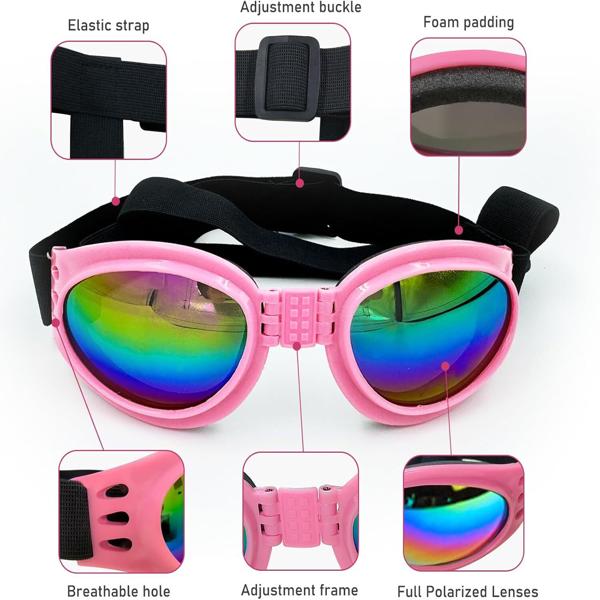 3PCS Dog Goggles Dog Sunglasses Adjustable Strap for Waterproof Windproof UV Protection Sunglasses for Pet, for Go Out Travel Skiing Swim