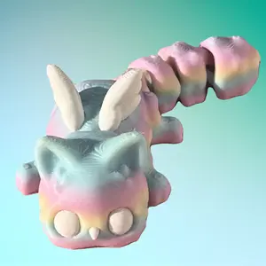 3D Printed Articulated Meowl Cat Owl Rainbow Toy Figure