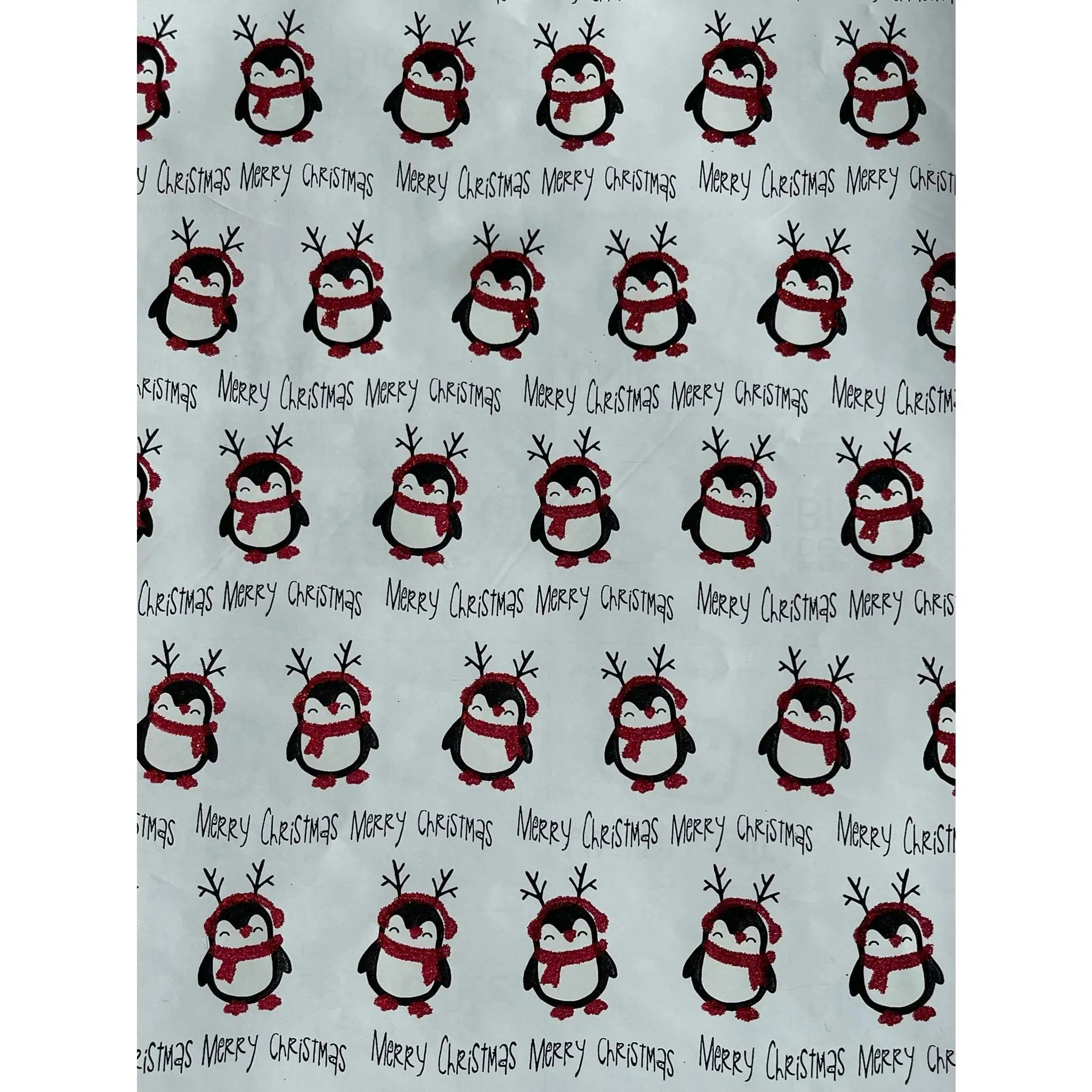 Holiday Penguins Wrapping Paper with Bioglitter