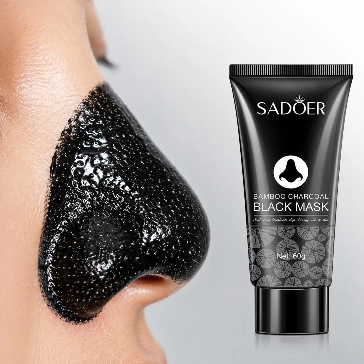 Bamboo Charcoal Peel Off Face Mask, Deep Cleansing Facial Mask, T-Zone Care Skincare, Charcoal Mask for Women & Men, 60g Daily Facial Care Beauty Essential