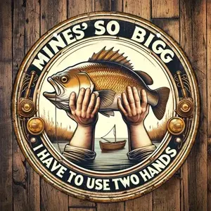 Vintage Humor Fishing Aluminum Circle Wall Sign, Wall Decor with Pre-drilled Holes, Waterproof and Weather Resistant Versatile Home Decor