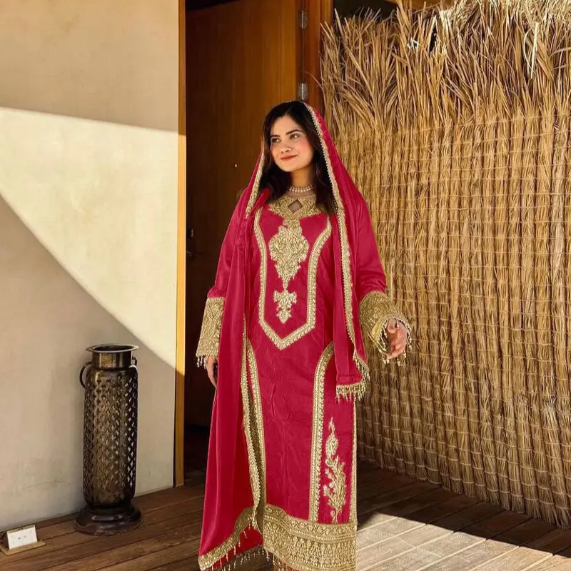 Women straight chinnon silk suit party wear Indian wedding Eid collection