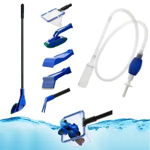 Fish Tank Net 5 in 1 Cleaning Set Fish Tank Cleaning Tools, Fish Tank Cleaner, Fish Tank Siphon, Tank Cleaning kit Aquarium Water Change Aquarium Cleaning Tools