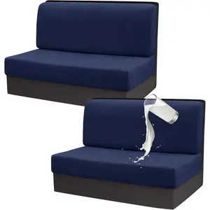 RV Dinette Cushion Covers Set of 2,  Stretch Camper Cushion Covers, Sectional Replacement RV Seat Covers for Trailer Couch, Includes 2 Backrest Cover & 2 Bench Cover (Navy)