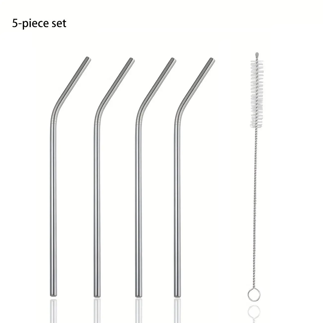 Stainless Steel Straws Set, Straw Combo, Metal Boba Straw, 2 Counts/4 Counts Reusable Bent Straws with 1 Count Cleaning Brush, Drinking Straws for Home Kitchen Party Picnic Utensils