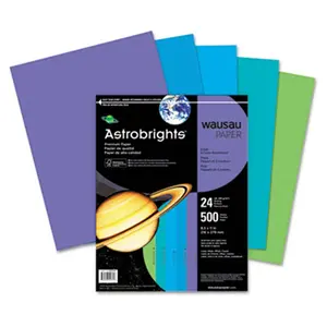 Wausau Paper  Astrobrights Colored Paper- 24lb- 8-1/2 x 11- Cool Assortment- 500 Sheets/Ream