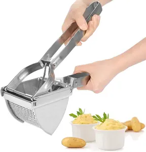 Smooth Mashed Potatoes Made Easy: Extra Large Stainless Steel Potato Ricer, Masher & Squeezer with Ergonomic Comfort Grip