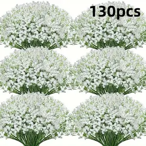 130pcs Luxury Artificial Baby's Breath Flowers, Real Touch Faux Gypsophila, Perfect for Valentine's Day, Wedding & Home Decor