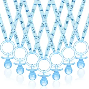 36 Pcs Shower Party Pacifiers Necklace Acrylic Pacifiers Charm Necklace for Shower Party Decorations Gender Reveal Table Scatter(Blue)