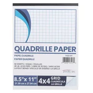 Pacific Arc, Quadrille Paper Pad, 50 Sheets 8.5 Inch x 11 Inch, 4 x 4 Grid