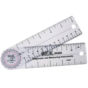Fabrication Enterprises  Baseline Plastic Goniometer - Rulongmeter Style - 360 Degree Head - 7 in. Arms