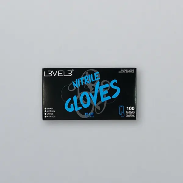 LEVEL3 Nitrile Gloves Blue Small S/M/L/XL Disposable Powder-Free Durable Flexible 100 Gloves Pack for Cleaning