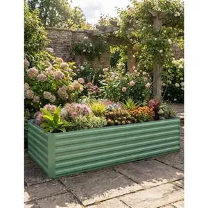 2pcs Galvanized Raised Garden Bed Rust-Resistant Raised Garden Beds for Gardening 24 Inch Tall Metal Planter Box for Flowers Vegetables Outdoor Garden Box - Planters Easy Assembly 6x3 x2 ft Green