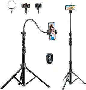 88" Tripod for , Phone Tripod with Gooseneck and Remote, Portable Cell Phone Tripod Compatible with Smartphone/Camera/,  Tripod Stand for Video Recording Selfies Vlogging