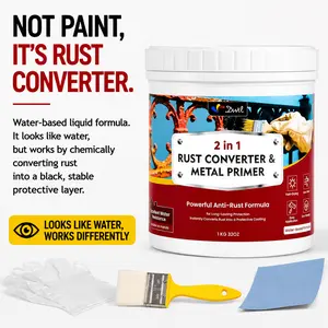 Rust Converter & Metal Primer, Liquid Water-Based Rust Treatment for Iron & Steel, Creates Durable Black Protective Layer, Indoor & Outdoor Anti-Rust Solution | fathersdaygift