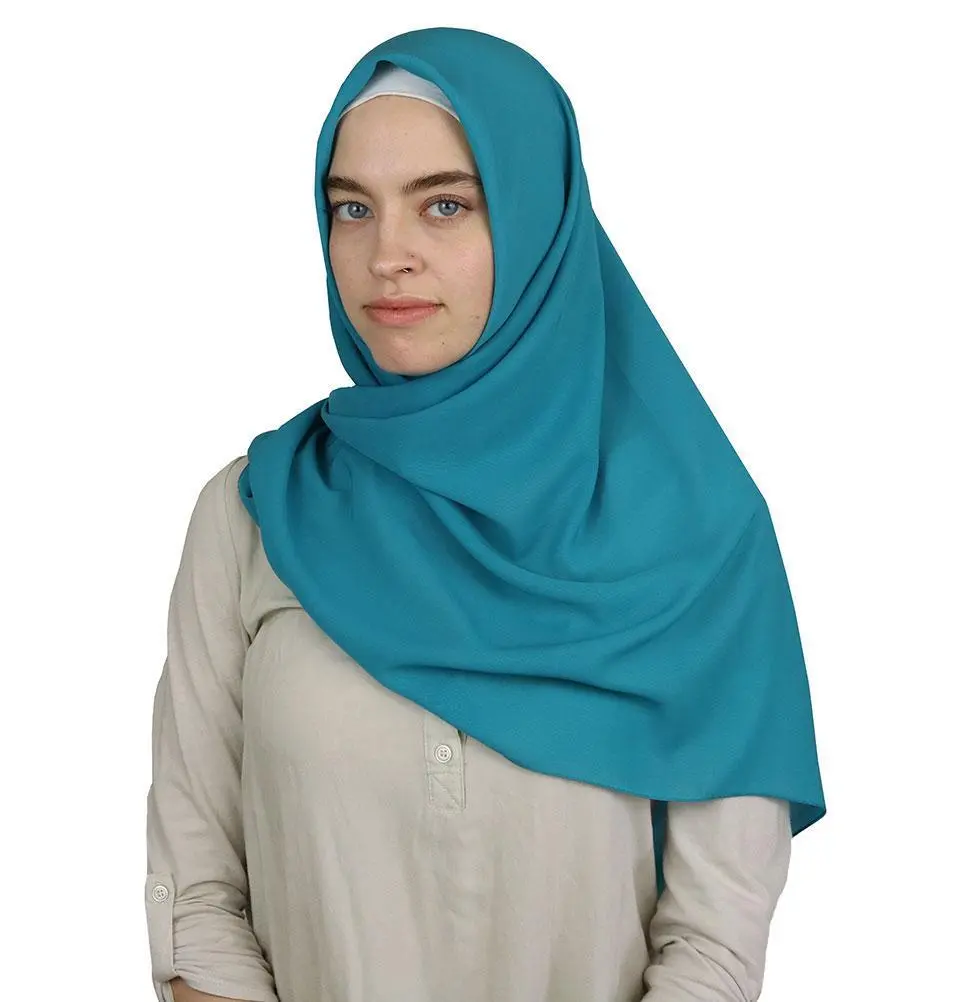Medine Square Solid Chiffon Hijab Scarf Turquoise