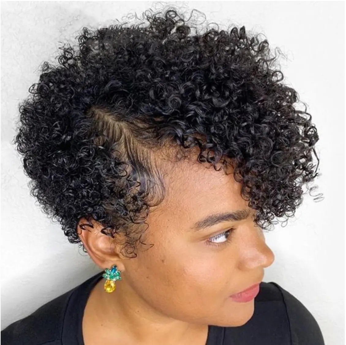 BINF T/99J Color 13X4X1 Y Lace Curly Bob Human Hair Wig Elegant Boss Vibe Short Pixie Cut Ombre Brown Minimalist Lace Wig 13x4x1 T Part Lace Wig Brown T/30 Short Human Hair Wig Easy Wear For Women Daily Use and Special For Summer