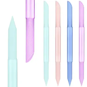 4 Pcs Glass Cuticle Pusher, Dual Ended Manicure Stick, Professional Precision Filing Cuticle Remover, Nail Shaper for Natural Nails and Cuticles Care