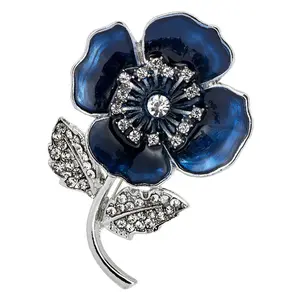 Brooch Red Flower Crystal Brooch Enamel Lapel Pin Fashion Men Women Mini Memorial Day Jewerly for Clothes Bag Backpack Scalf Decoration