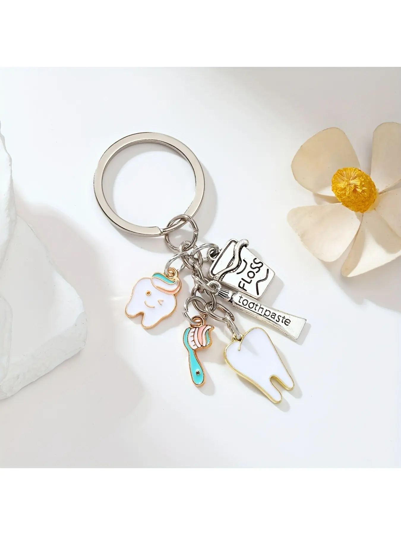 Dental Care Keychain with Alloy Toothbrush, Toothpaste, and Dentist Charms - Ideal Gift for Dental Professionals and Teeth Protection Enthusiasts, Dental Gifts, Cute Keychain, Keychain Kawaii