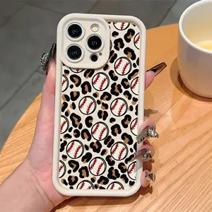 Takatake Vintage White Creature Leopard Pattern Baseball Phone cases Case Compatible with iPhone 17 Pro Max 16 16e 15 14 Plus 13 12 Mini 11 Air X XS Pattern TPU Lens Protection Durable Soft Cover Valentine's Day Gift 2D printing Cellphone Shockproof
